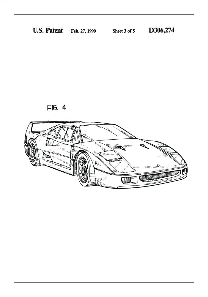 Σχέδιο διπλώματος ευρεσιτεχνίας - Ferrari F40 II Αφίσα