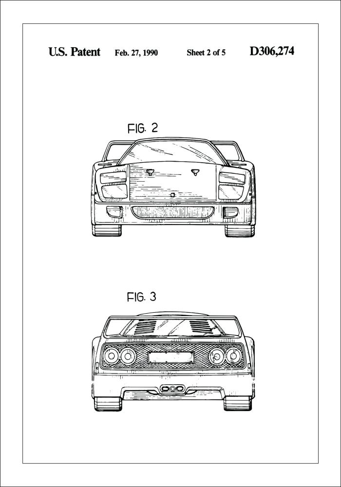 Σχέδιο διπλώματος ευρεσιτεχνίας - Ferrari F40 III Αφίσα