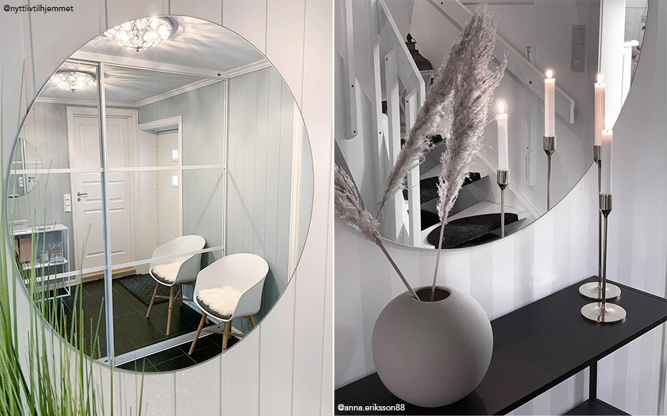 Διακόσμηση εισόδου - στρογγυλοί καθρέφτες τοίχου